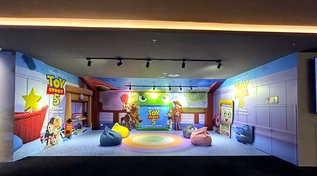 Toy Story 5 themed in-cinema activation in Malaysia